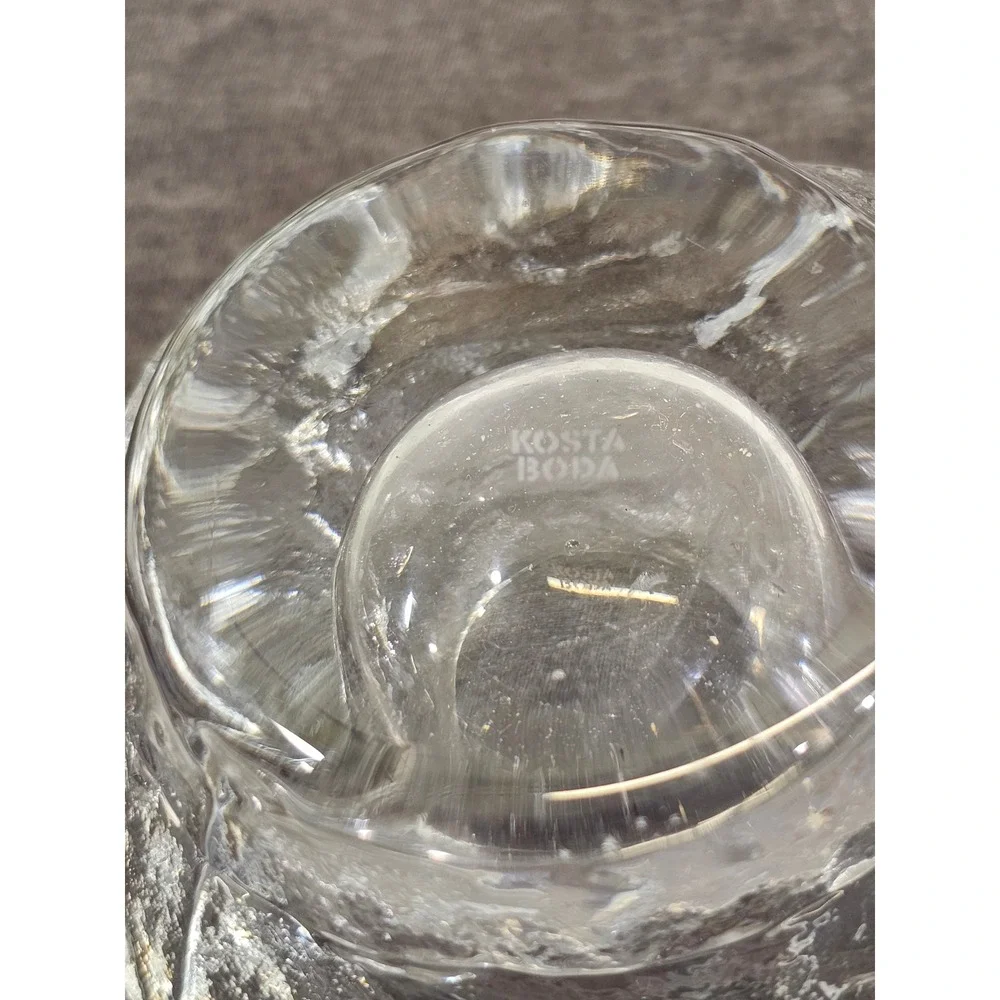 Kosta Boda Snowball Crystal Votive Candle Holder Ann Wolff Swedish Art Glass 3in
